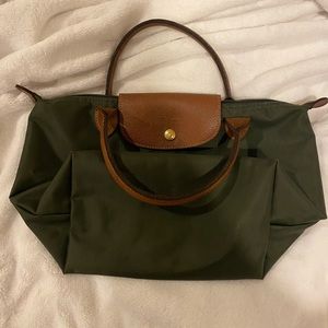 Longchamp green small le pliage tote